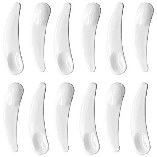 esowemsn 100Pcs Mini Disposable Curved Cosmetic Spoon Spatula, Multi-Functional Facial Mask Spoon Plastic Spoon Stick (White)