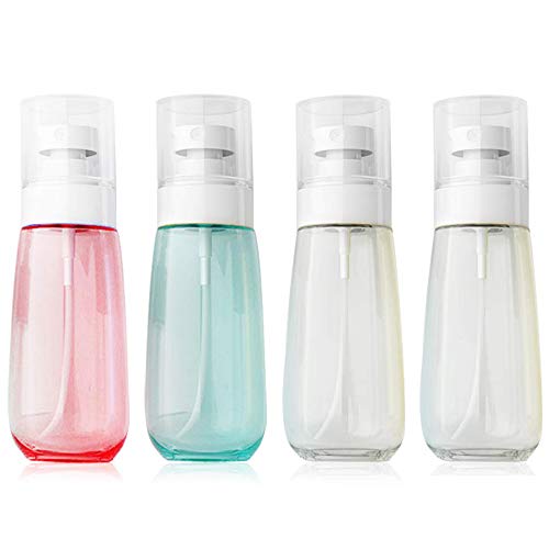 Spray Bottles Travel Size, AMMAX 4pcs Fine Mist Spray Bottle Set, Empty Airless Makeup Face Spray Bottle Clear Refillable Travel Containers For Cosmetic Skincare Perfume (3 fl. Oz) (Colorful)