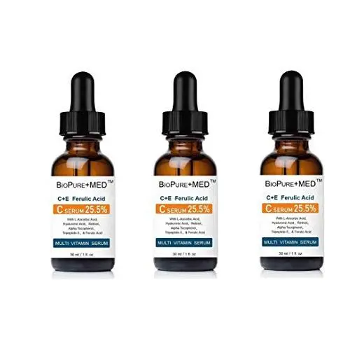 Sérum Visage BioPureMED 25% Vitamine C + Acide Ferulique : Sérum Éclaircissant Anti-Âge avec Tripeptide-5, Rétinol, Acide Hyaluronique (3 BOTTLES) Sérum Visage BioPureMED 25% Vitamine C + Acide Ferulique : Sérum Éclaircissant Anti-Âge avec Tripeptide-5, Rétinol, Acide Hyaluronique (3 BOTTLES)