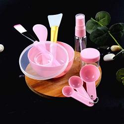 Nine pieces package Plastic Makeup Beauty Kit Tools Reusable Include Face-pack Brush Bowl Spatula Stirrer Measuring Spoon Face Wash Sponge Spray Bottle for DIY Facial Care Accessories