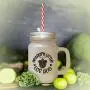 Brown GrannyS Little Luv Bug Frosted Glass Mason Jar With Straw
