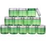 BENECREAT 12 Pack 50G Green Plastic Cosmetic Cream Jars with Aluminum Lids for Makeup Lotion Sample Facial Cream Mask Ointment and Other Skin Care Product