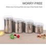 uxcell 4pcs 19.4oz/27.7oz/32oz/43.9oz Stainless Steel Airtight Canister Set Food Container for Kitchen Counter Sugar Coffee Bean Tea Nuts Cookie Storage with Clear Lid Locking Clamp