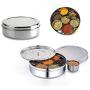 Spice Container - Masala Dabba - 7 Compartments, masala box,steel masala dabba,Spice container box,stainless steel spice box indian masala dabba with 7 spice containers,Stainless Steel Masala Dabba