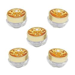 5PCS 5ml/0.17oz Upscale Empty Refillable Acrylic Plastic Bottle Makeup Cosmetic Cream Container Jars Pot Holder Storage Sample Packing Travel Bottle With Gold Cap for Eye Cream Lotion Eyeshadow