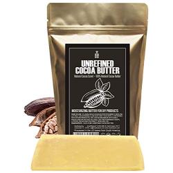 Raw NATURAL COCOA (CACAO) BUTTER BLOCK Best Quality Rich Natural Chocolate Aroma For Lip Balms, Stretch Marks, DIY Base for Body Butter & Soap Making (USA) - 8 oz