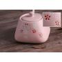 Retro Cherry Blossom Ceramic Sugar Bowl Set Sugar Dispenser with Lid Spoon Salt Pot Pepper Storage Jar Seasoning Pot Container Box Condiment Spice Racks Holder for Home Kitchen,Pink