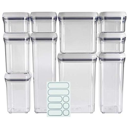 OXO Gummigriff 10-teiliges Airtight Food Storage POP Container Wertset Mit 10 Etiketten