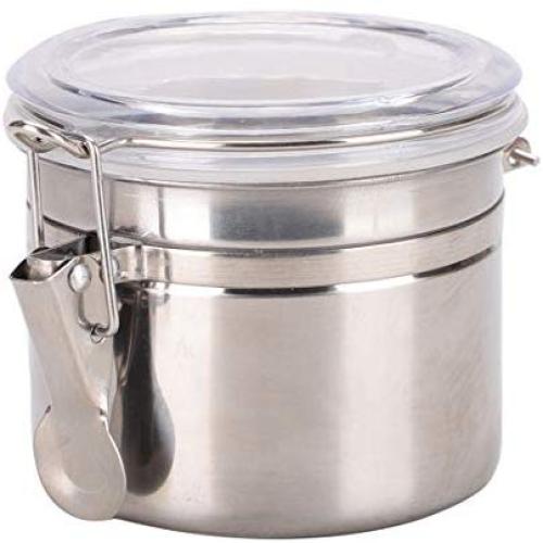 uxcell Stainless Steel Airtight Canister Food Container for Kitchen Counter Sugar Coffee Bean Tea Nuts Cookie Storage with Clear Lid Locking Clamp 20oz