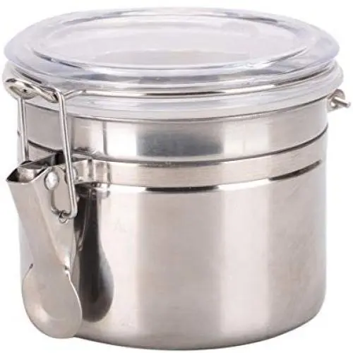 Edelstahltiegel Behälter für Küche Zucker Kaffee Bohne Tee Nüsse Cookie Lagerung mit Klarem Deckel und Verriegelungsklammer – 20 oz