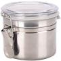 uxcell Stainless Steel Airtight Canister Food Container for Kitchen Counter Sugar Coffee Bean Tea Nuts Cookie Storage with Clear Lid Locking Clamp 20oz