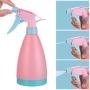 16 OZ Refillable Plastic Spray Bottles Of Adjustable Nozzle with Mist & Stream Modes for Beauty Gardening, Kitchen and Bathroom - 2 Pack (Pink and Beige)