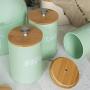 Serenable Food Storage Jar (3-Pack/Green), Food Storage Jar with Airtight Seal Natural Bamboo Lid -Galvanized Iron Food Storage Canister for Tea, Coffee, Spice