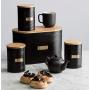 Typhoon Otto Tea, Coffee and Sugar Storage Canister with Bamboo Lid, Set of 3, Black, 1 Litre