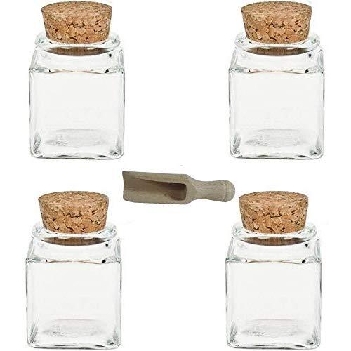 Viva housewares Spice jar Made of Glass with Cork Stopper, usable as Glass Jars and Storage tins for Spices, Salt, etc, Glass, Transparent, 50 ml