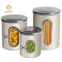 MOSS AND STONE 3 Piece Canister Airtight Set - Kitchen Container With See Through Window - Coffee Containers Sugar And Tea Organizer Jars - Ivory