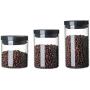HIZLJJ 3pcs Airtight Glass Food Storage Jars Canister Kitchen Container Set with Natural Bamboo Lids for Candy, Cookie, Rice, Sugar, Flour, Pasta, Nuts