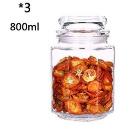 Kitchen Food Storage Jar Airtight Food Storage Spice/Storage Jar 3 Round Transparent Glass Spice Bottles With Transparent Glass Lids Airtight Dry Food Storage Spice Container Set 800Ml