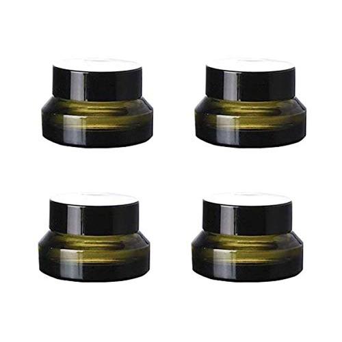 4PCS 30ml 1 OZ Empty Refillable Matt Green Frosted Glass Cosmetic Jar Containers With Inner Liner Luxury Cosmetic Sample Pot BB CC Cream DIY Beauty Tools Accessories Portable Make Up Travel Bottles