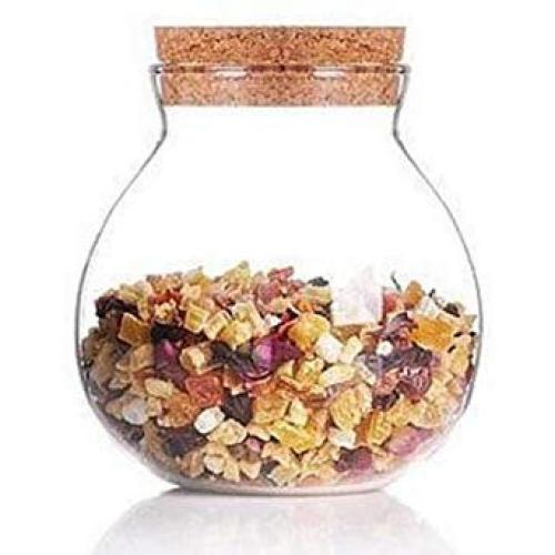 HOUSIYU Candy Jar Borosilicate Heat-Resistant Glass and Cork Lid Food Storage Sealed Cans, Suitable for Organizing Tea/Coffee/Spice, 11x9.5cm