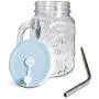 Glas Mason Jar Tassen mit Griff, Regular Mouth, Farbige Lids mit 2 Reusable Edelstahl Strohhalmen, Set von 2, 16 oz Küchengläser, für erfrischende, eiskalte Getränke und spülmaschinenfest.