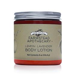 Farmstead Apothecary 100% Natural Body Lotion with Organic Safflower Oil, Organic Sunflower Oil & Organic Vitamin E Oil, 8 Oz (Lemon Lavender)