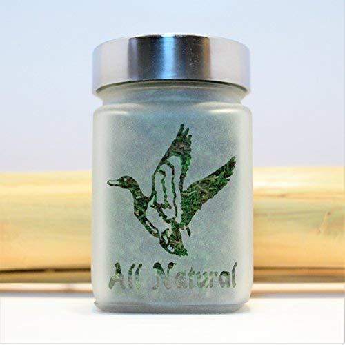 Personal Stash Jar with Mallard Duck and All Natural Design, 420 Weed Accessories are Airtight, Smell Resistant, Food Grade. 3" Tall x 2" Wide