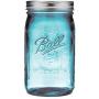 Ball Collection Elite Color Series Blue Glass Mason Jar with Lid and Band, Wide Mouth, 32 Ounces, 4 Count