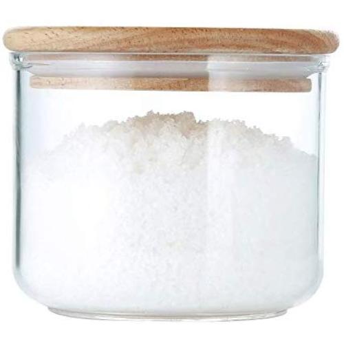 Clear Acrylic Storage Jars Containers with Airtight Seal Bamboo Lid for Bulk Food Storage, Modern Design Kitchen Canisters Coffee Beans Jar 15oz