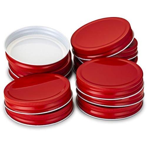 KooK Mason Jar Lids, Wide Mouth, Pack of 12. (red)