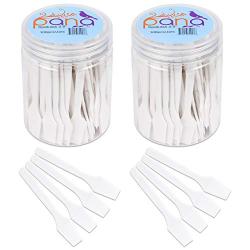 Beauticom Pana Brand (200 Pieces of White Color) Cosmetic Make Up Disposable Plastic 2.5'' Spatulas Skin Care Facial Cream Mask Spatula