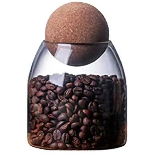 Glas Lebensmittelbehälter Transparent Borosilikat Luftdichter Deckelbehälter mit Korken für Gewürze, Zucker, Kaffee, Kekse, Süßigkeiten – 500ml