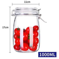 Sealed Glass Jar Food Bottles Buckled Cover,Lead Free Glass,Household Kitchen Small Storage Jars Cereal Dispenser,1000Ml