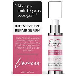 L’amore Beauty Intensive Eye Repair Serum (15 ml) Anti-Aging Collagen Booster Eye Cream with Retinol - Under Eye Treatment For Puffy Bags, Dark Spots, Fine Lines, Wrinkles - Made In USA