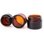2PCS Amber Round Glass Jars with Inner Liners and black Lids Empty Refillable Containers for Cosmetics Creams Lotions Essential Oils (50g)