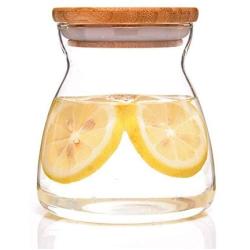 Shelf Floating Seal Storage Jar Transparent Glass Jar Storage Tank Food Dried Fruit Miscellaneous Grains Tea Pot Storage Bottle (bamboo Plug). (Size : B)