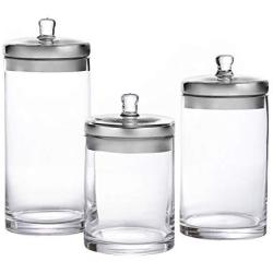 Fifth Avenue 3 Piece Glass Canisters with Silver Lids