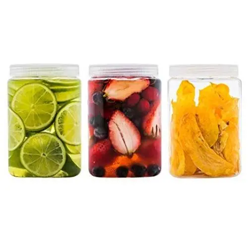 Silicook Klare Plastikbehälter, 590 ml, Set von 3 – Größe M, Quadratisch, Transparent, Lebensmittelbehälter, Küchen- und Haushaltorganisation für Trockenwaren, Gewürze, Gemüse, Zutaten u.v.m.