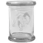 Clear 8 oz Glass Herb Stash Jar and Lid with Joker Logo from Smoke Promos Clear 8 oz Glass Herb Stash Jar and Lid with Joker Logo from Smoke Promos