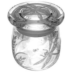 IncisoArt Hand Etched Vibe Storage Jar Sandblasted (Sand Carved) Glass Handmade USA Custom (12.25 Ounce (362ml), Dragonfly Grass)