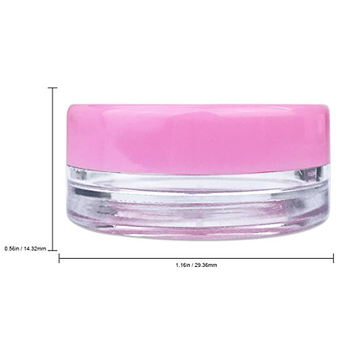 (100 Pcs) Beauticom 3G/3ML Round PINK Screw Cap Lid with Clear Base empty Plastic Container Jars for Cosmetic Cream Pot Makeup Eye Shadow Nails Powder Jewelry (Quantity: 100 Pieces)