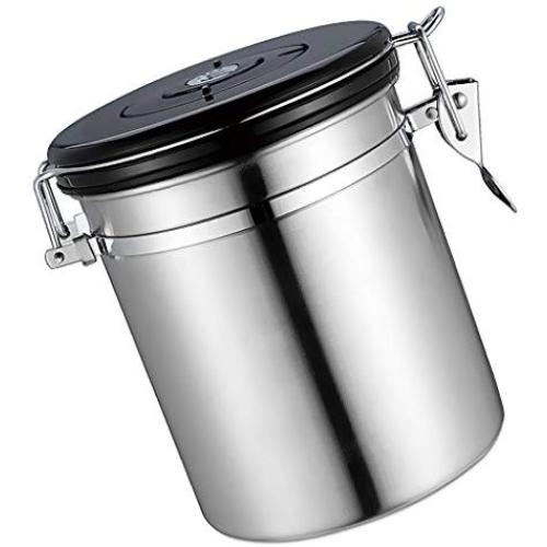 MagiDeal1.5L Kitchen Tea Coffee Candy Canister Stainless Steel Storage Pot Jar - Red, 11.8x15.6cm - Silver, 11.8x15.6cm
