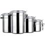 Set of 4 Pcs Stainless Steel Airtight Canister Set, Food Storage Container with Clear Lid Locking Clamp 17oz,27oz,33oz,40oz