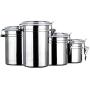 4 Pack Airtight Canister Stainless Steel Coffe Bean Milk Container Rustproof Kitchen Counter Storage Jar with Transparent Cover and Valve