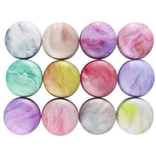 JKLcom Candy Tins Colorful Marble Metal Tin with Lid Empty Round Metal Storage Tin Cans Jars Containers Travel Storage Tins,for Candy Cookie Lip Balm DIY Candles Cosmetics Ointment,12 Pack