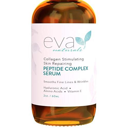 Natural Collagen Peptide Complex Serum, Large 2 oz. Bottle – Anti-Aging Serum for Face + Hyaluronic Acid and Vitamin E Plumps Wrinkles, Repairs and Brightens Skin, and Fades Dark Spots by Eva Naturals