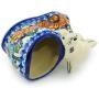 Polish Pottery Bunny Shaped Jar 5-inch Bold Poppies UNIKAT Polish Pottery Bunny Shaped Jar 5-inch Bold Poppies UNIKAT