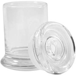 Clear Glass Herb Stash Jar with Lid 2.75 oz with Death Kiss Logo from Smoke Promos