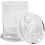 Clear Glass Herb Stash Jar and Lid 2.75 oz with Sugar Skull Logo from Smoke Promos