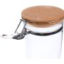 AUYE Glass Storage Jar,Coffee Bean & Kitchen food Container With Clamp Airtight wood Lid (29-Ounce)